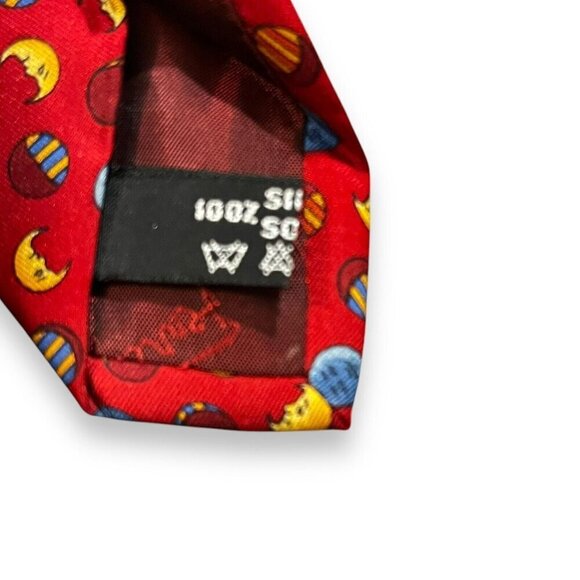 Salvatore Ferragamo 100% Silk Neck Tie Celestial Moon Micro Print Red Italy Made - Picture 5 of 9